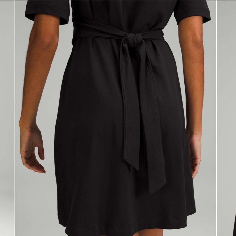 Lululemon Cotton‎ Wrap-Front T-Shirt Dress Black Size 4 Nwt - Picture 3 of 7
